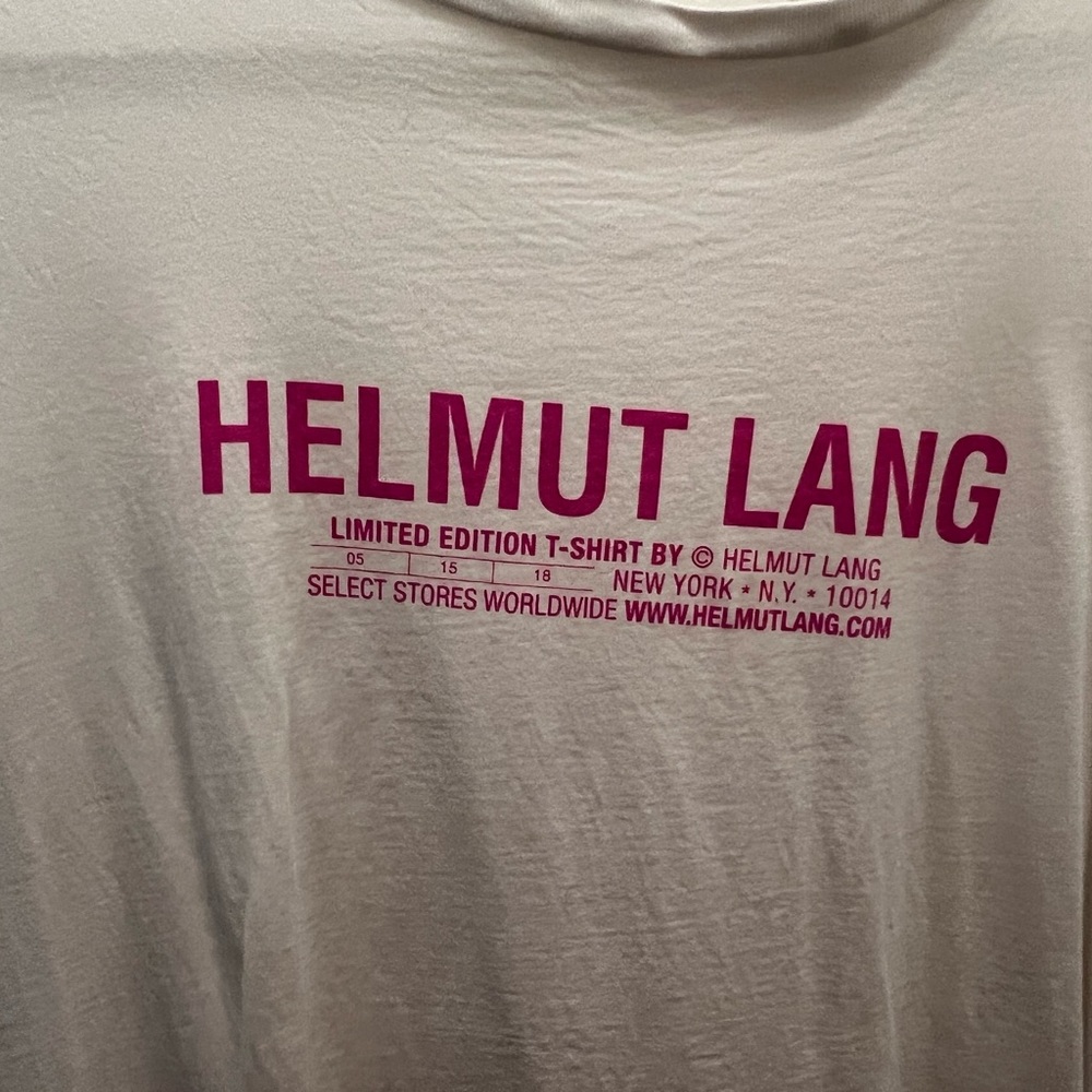 Helmut Lang pink logo tee shirt